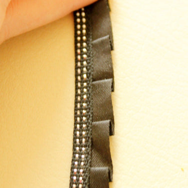 Pleated Black Satin Ribbon Trim Border 15mm wide, Trim By Yard